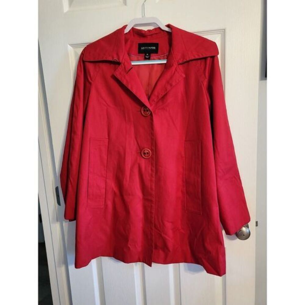 London Fog Women's Red Long‎ Sleeve Three Button Lined Coat Size Medium
